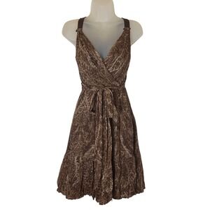 BCBGMaxazria 100% Silk‎ Bubble Hem Dress Size 2 Brown
